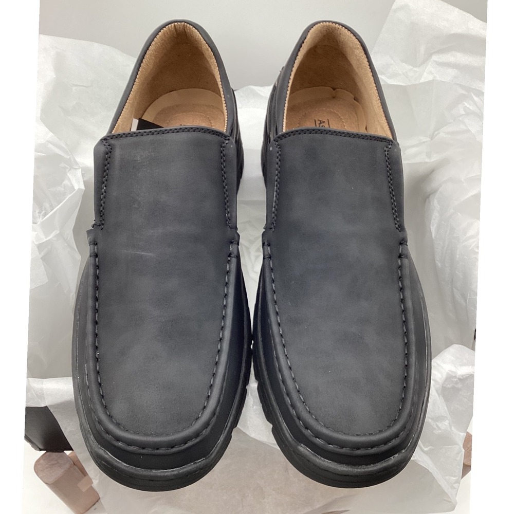 Aston Marc Mens Comfort-04 Black Slip On Loafers Moc Toe Shoes H-7017 Size 13